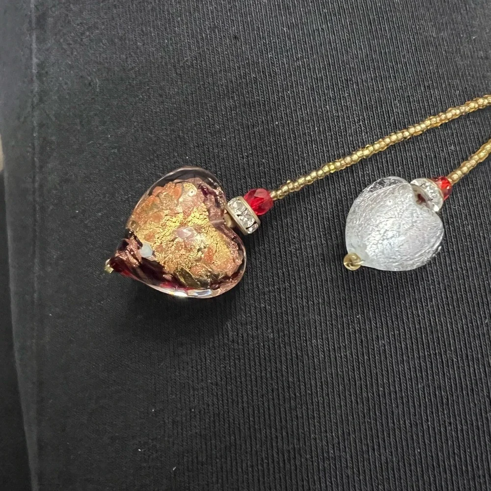 Elegant Gold and Red Heart Pendant Necklace